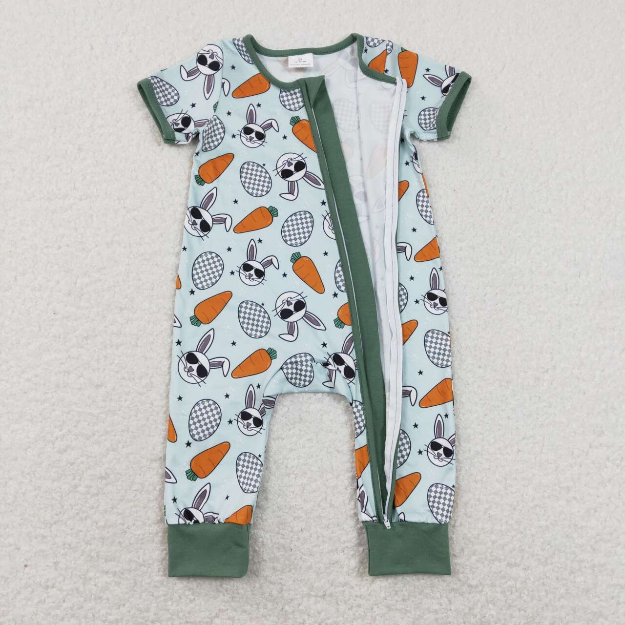 Easter Bunny Boy Baby Romper With zipper
