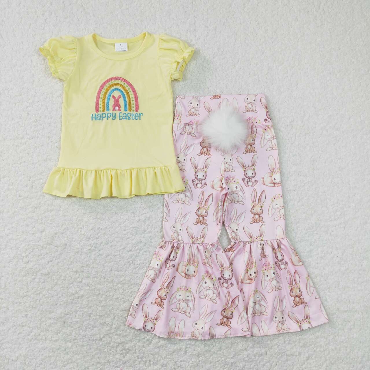 Easter Yellow Rainbow Pink Girls Outfits