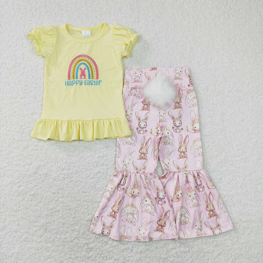 Easter Yellow Rainbow Pink Girls Outfits