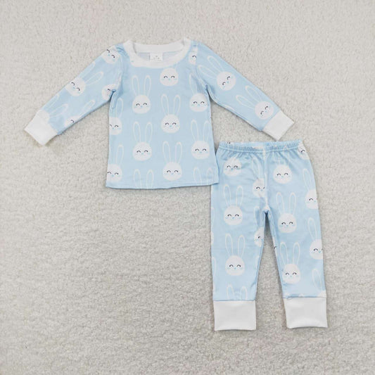 Easter Blue Bunny Print long sleeve pajamas