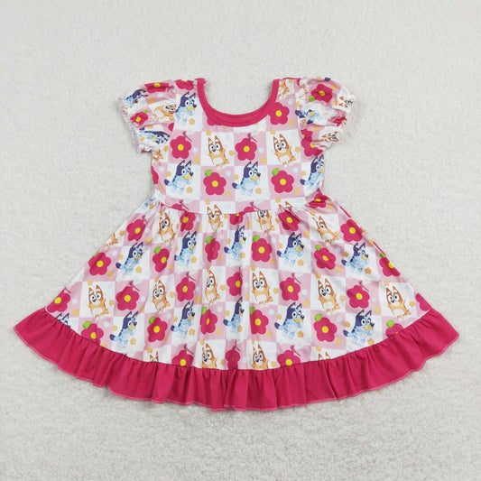 Cartoon dog Short Sleeve Girls Dress