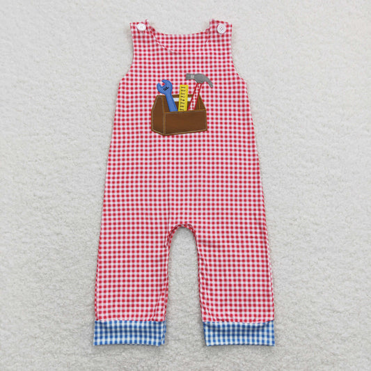 Red Plaid Tool Baby Romper