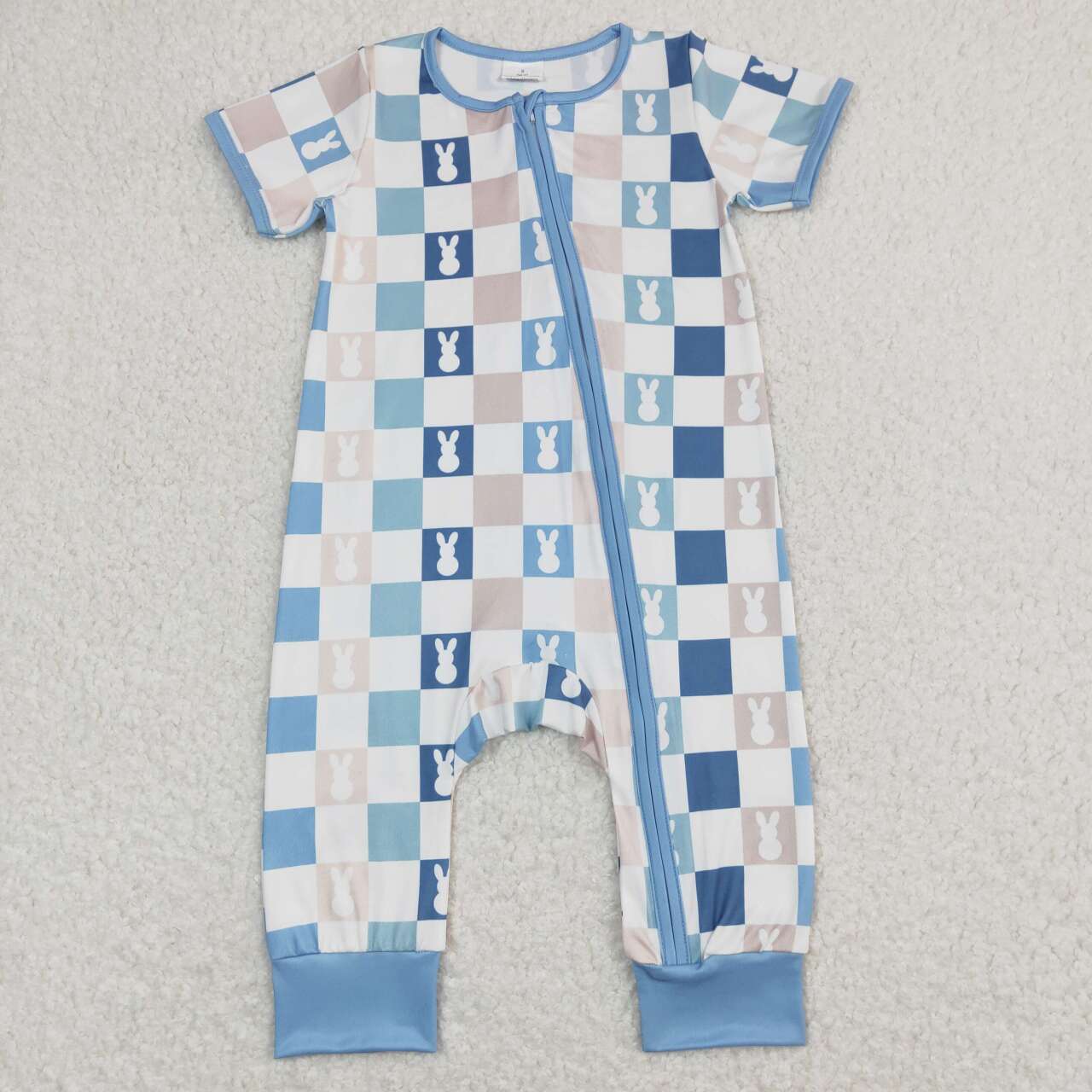 easter plaid bunny Baby Romper With zipper