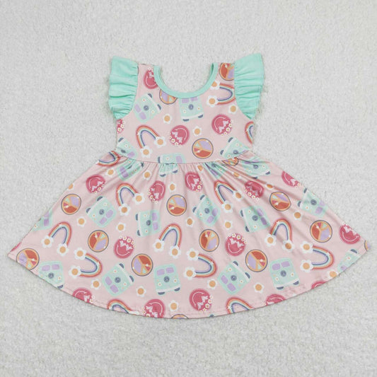 pink flower car Ruffles dress