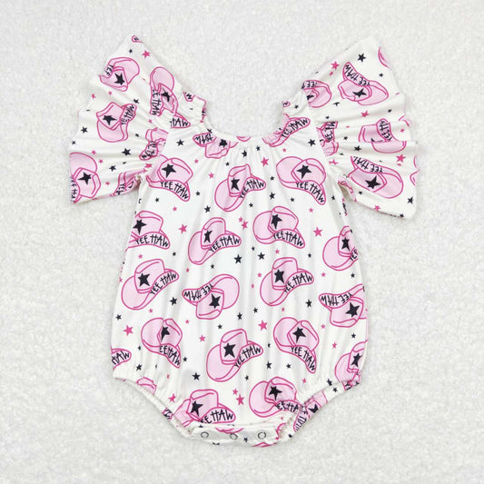 Western pink cowboy hat Baby Romper