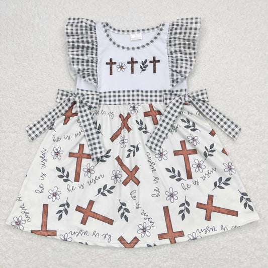 Easter Embroidery cross Short sleeve Dresses