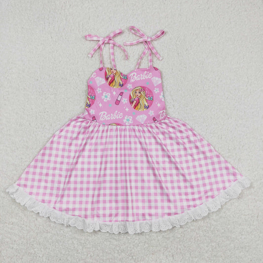 Pink Cartoon plaid dress