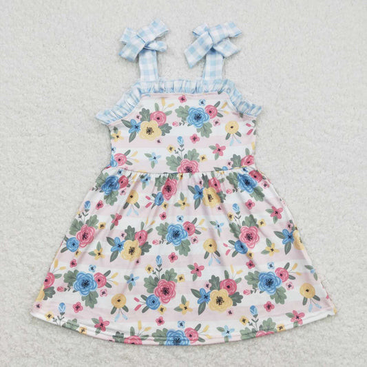 flower Short plaid ruffles dress
