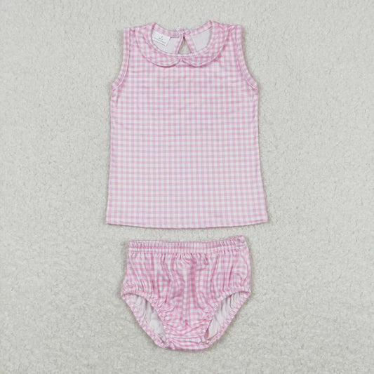 Pink plaid sleeveless bummie outfit