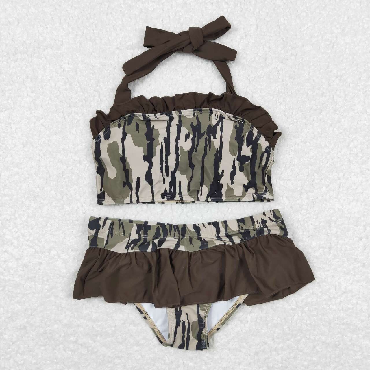 2pc green Camo Print printing Swimsuit