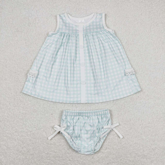 Green plaid Bummies Girls Set