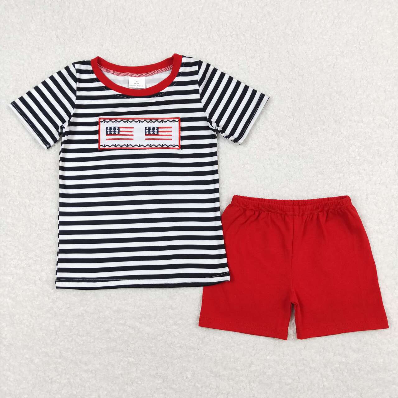 Embroidery July of 4th boy summer set