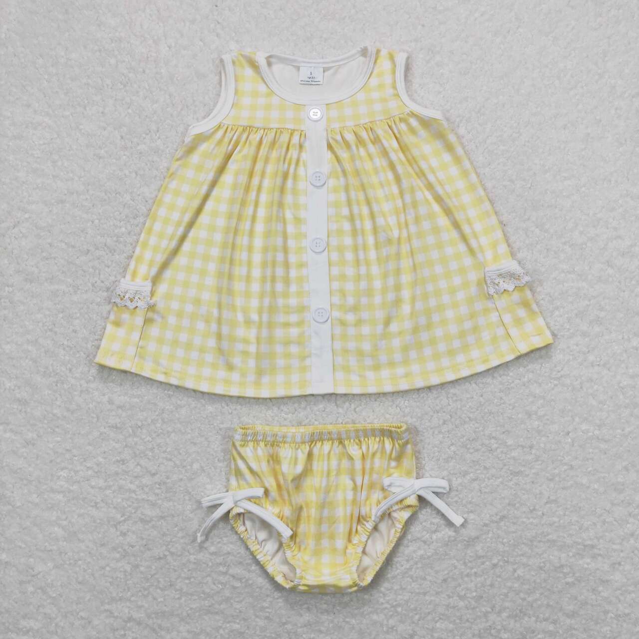 Yellow plaid Bummies Girls Set