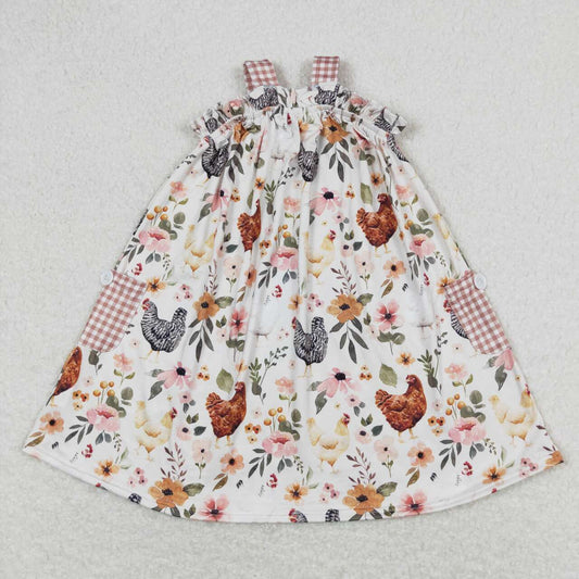 Chicken flower with pocket Girls Dress