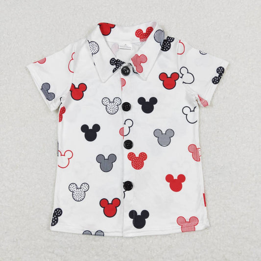 cartoon White With Button Boy Shirt