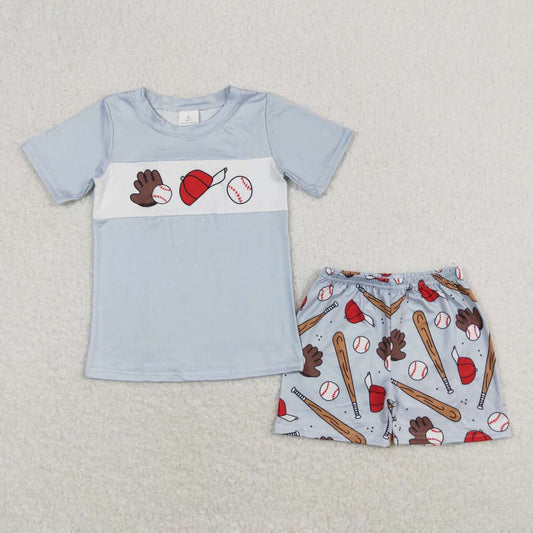 Grey baseball Embroidered Boy Set