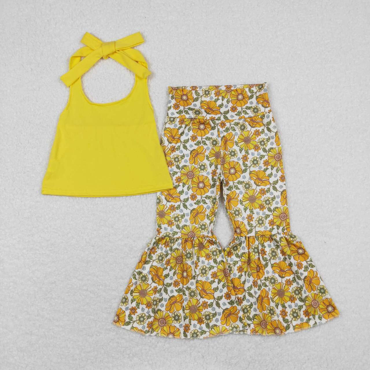 Yellow flower print Girls Set