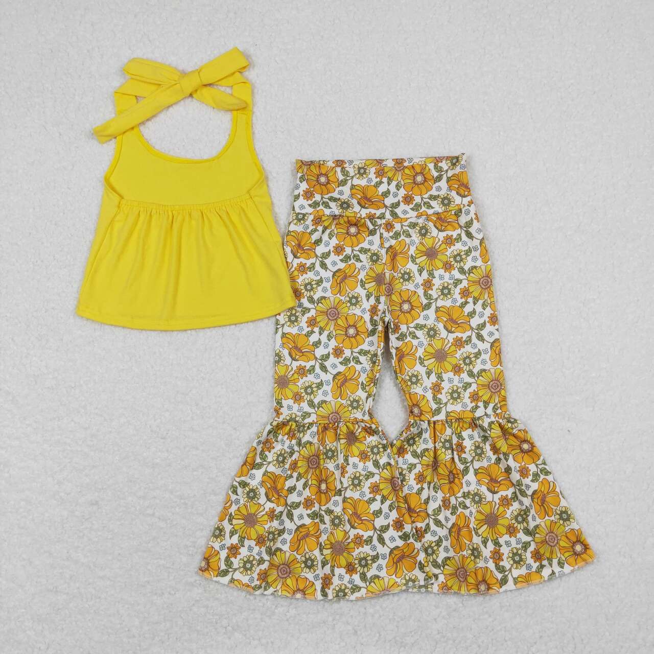 Yellow flower print Girls Set