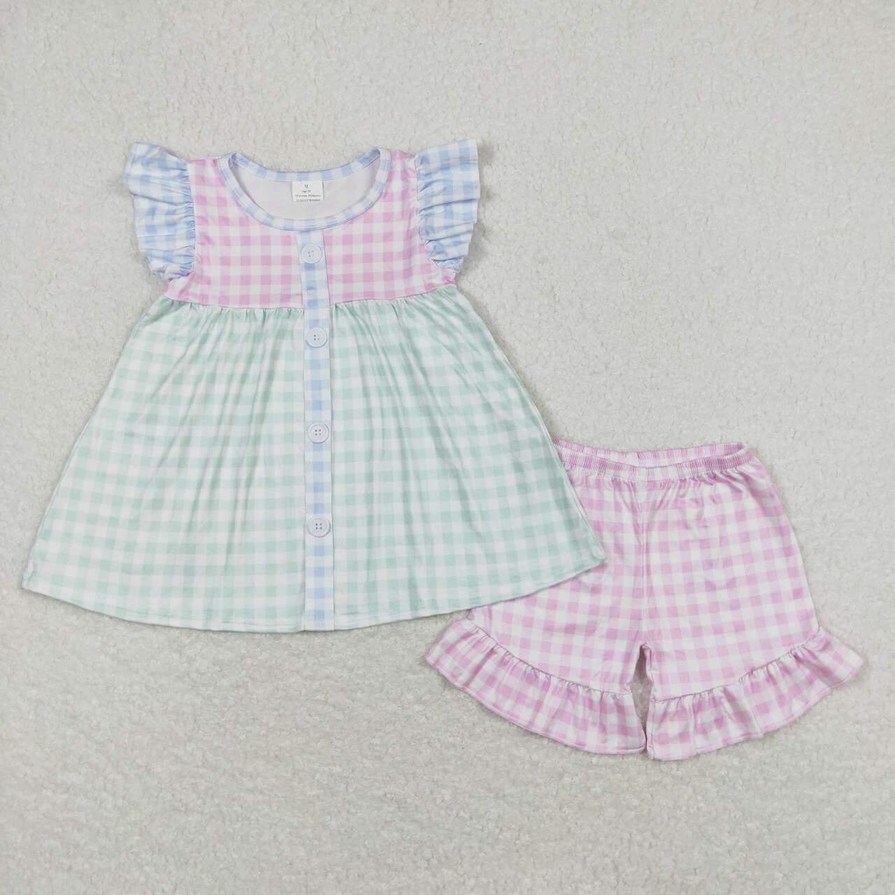 plaid summer short Girls set