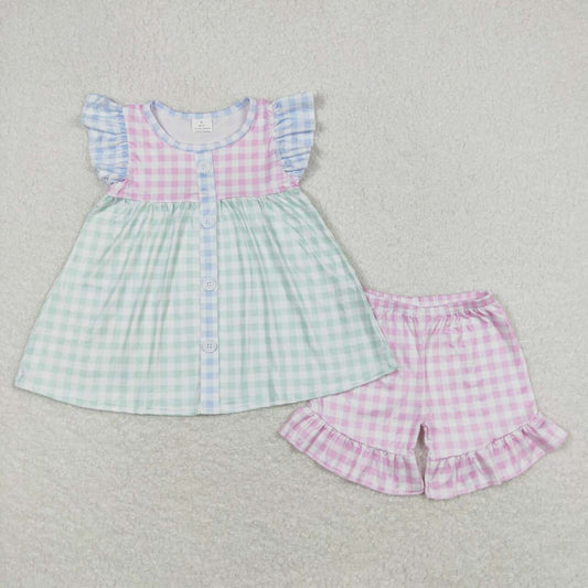 plaid summer short Girls set