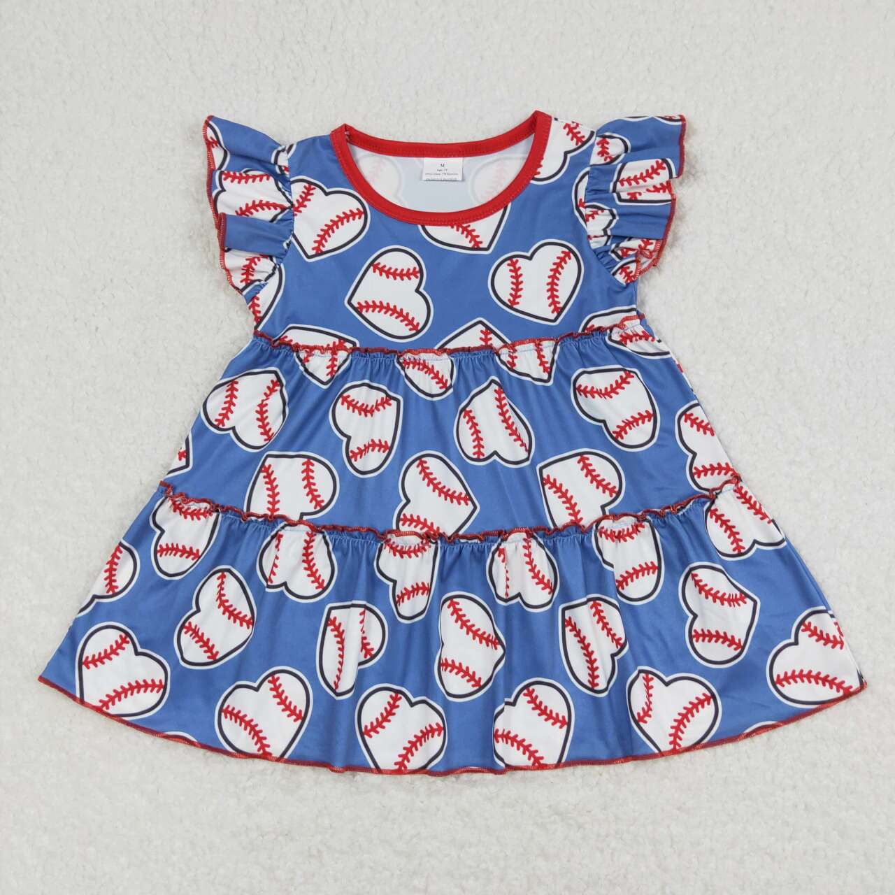 Blue Baseball PrintTier Short Flutter Shirt