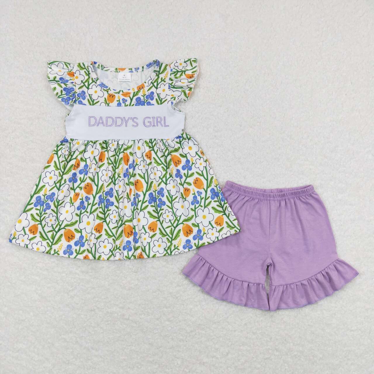 flower embroidered DADDY'S Girls Girls set