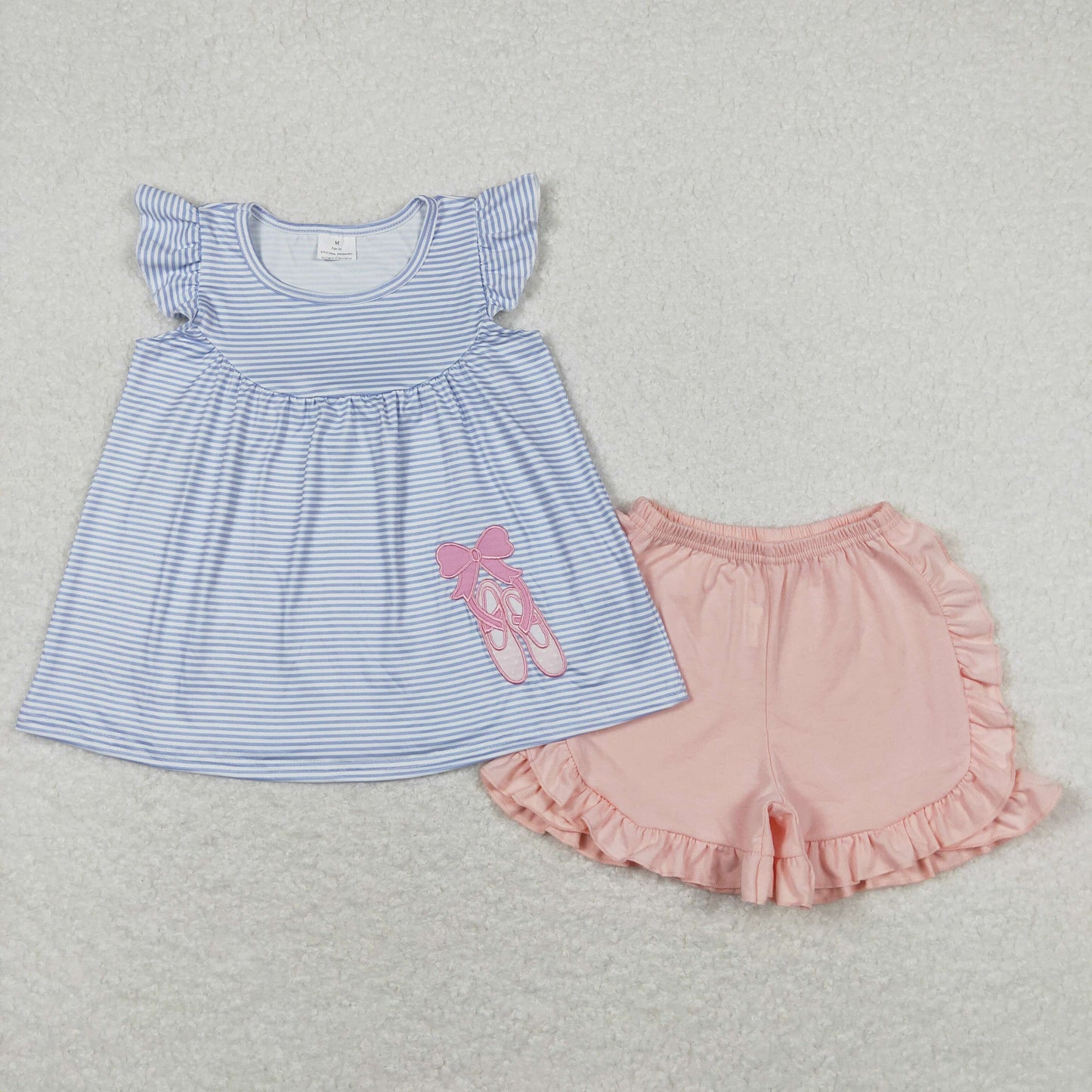 Blue stripe Embroidered slippers Girls Suit