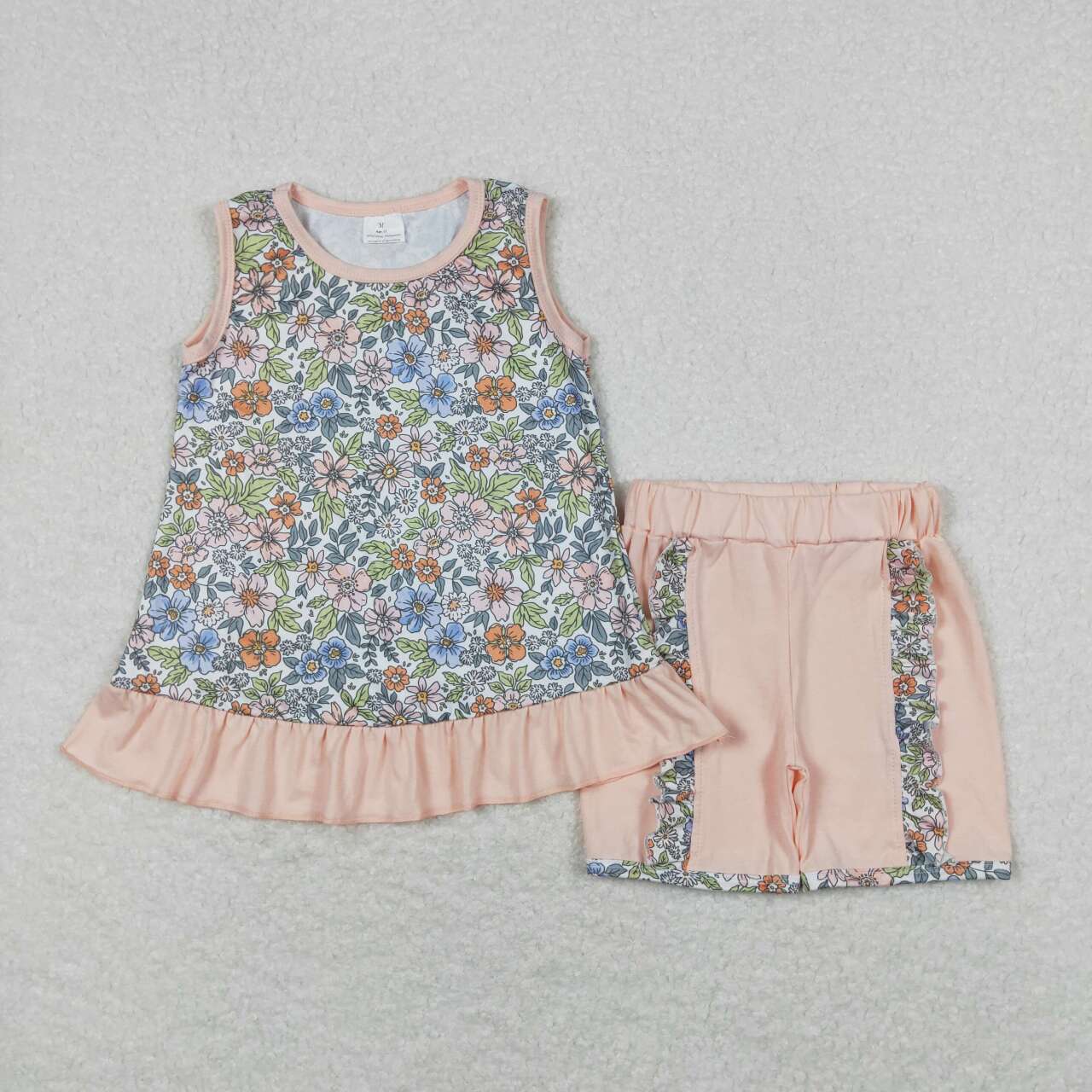 Floral pink sleeveless Summer Girls Suit