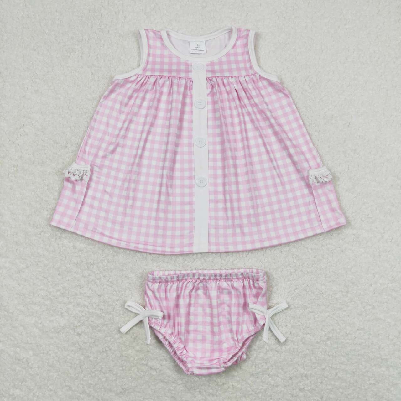 Pink plaid Bummies Girls Set