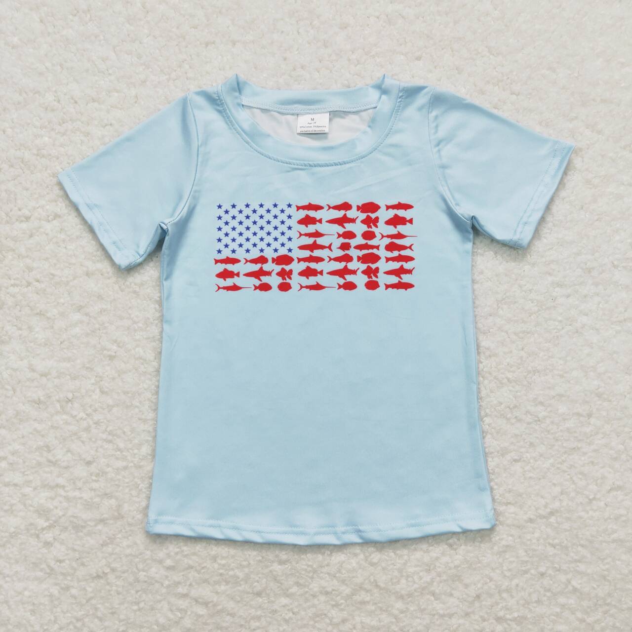 July of 4th flag print short boy shirt