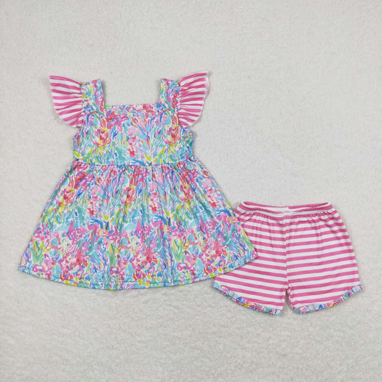 pink short sleeve Summer Girls Suit