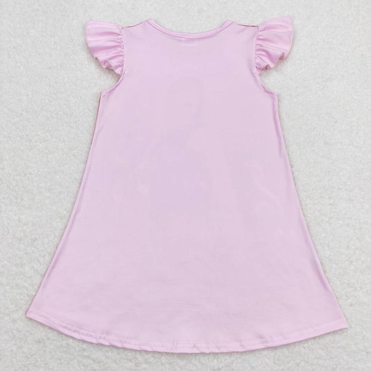 Hot Pink Cartoon print Girls Dress