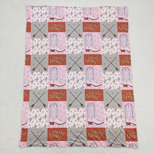 western Pink Boots Blanket