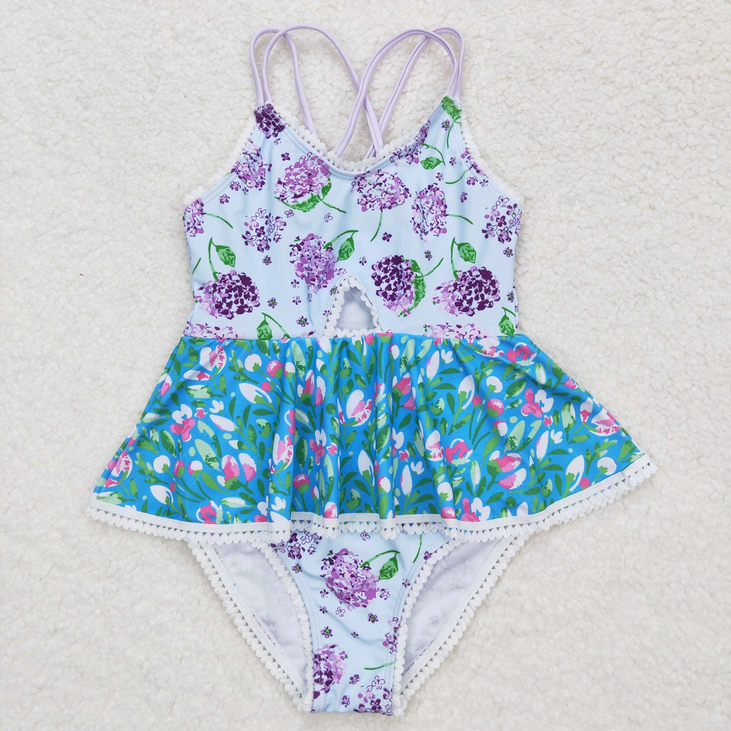 purple flower one piece Swimsuit – SUTUTU03