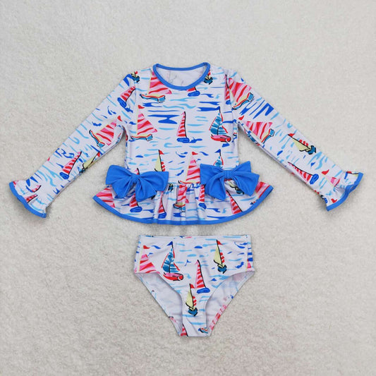 2pc sailboat long sleeve Swimsuit