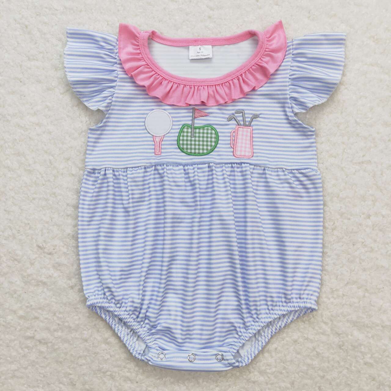 stripe Embroidered Golf Baby Romper