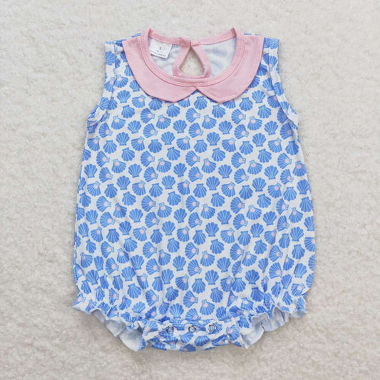 blue baker sleeveless print Baby Romper