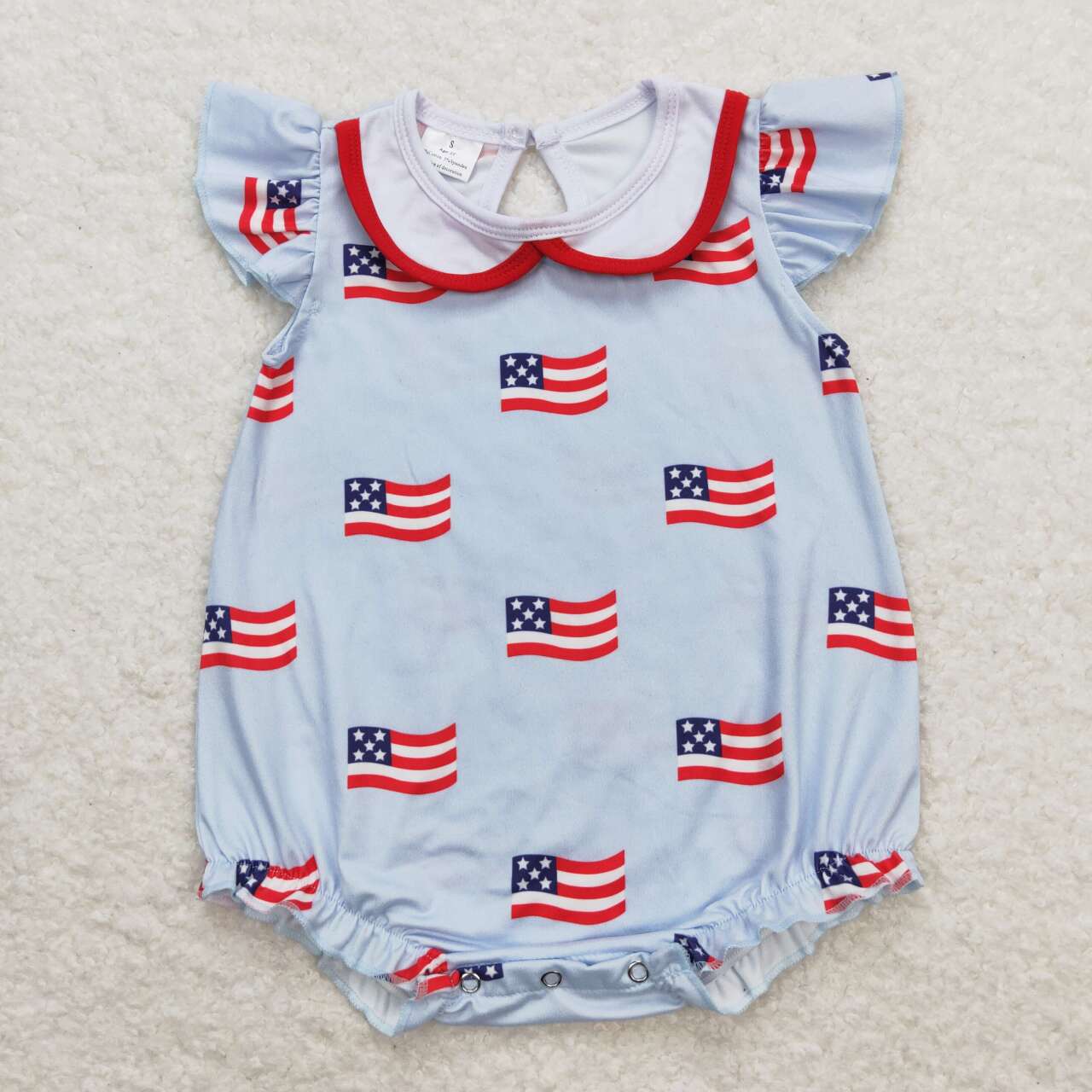 july of 4th blue flag print Baby Romper