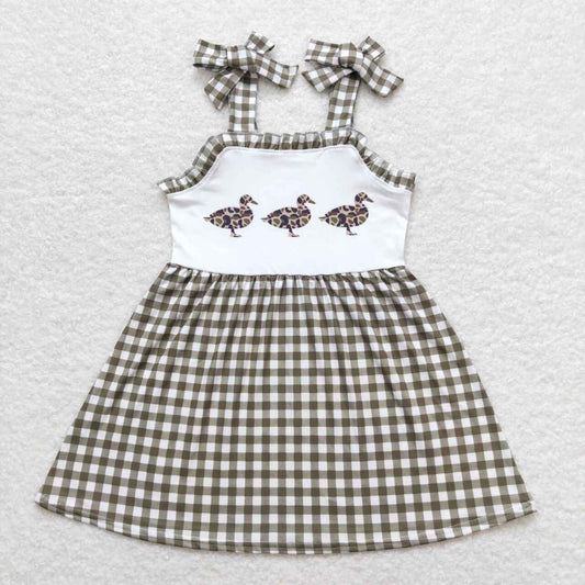 Green Plaid duck print Girls Dress