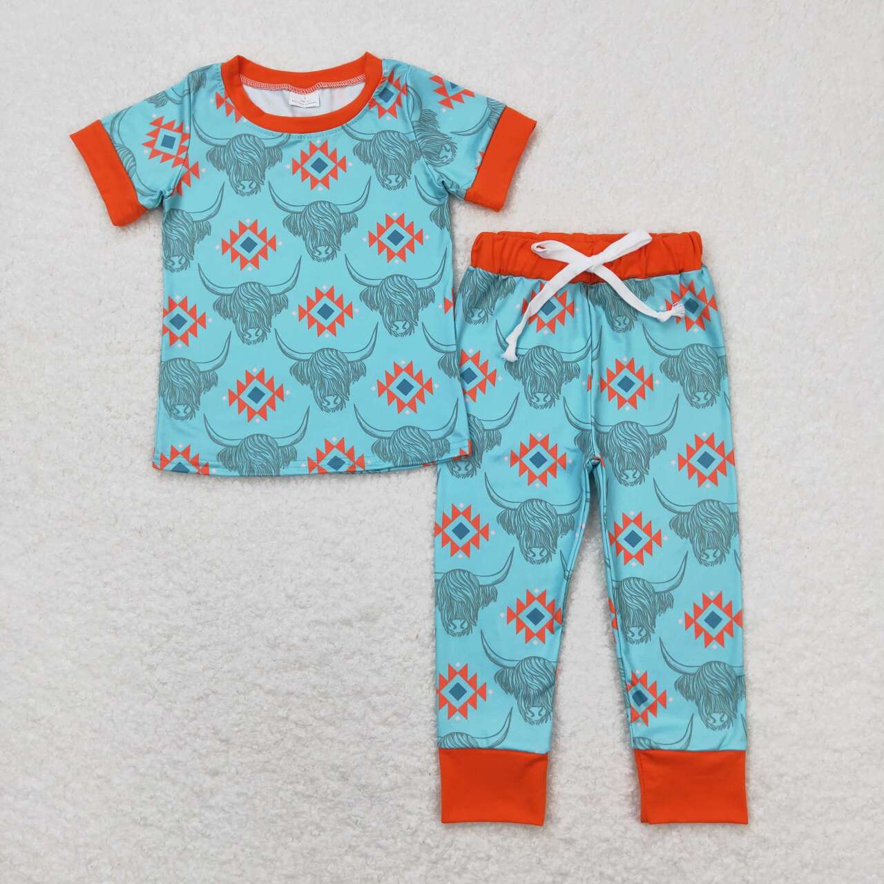 western blue Short Sleeve Long Pants Pajamas