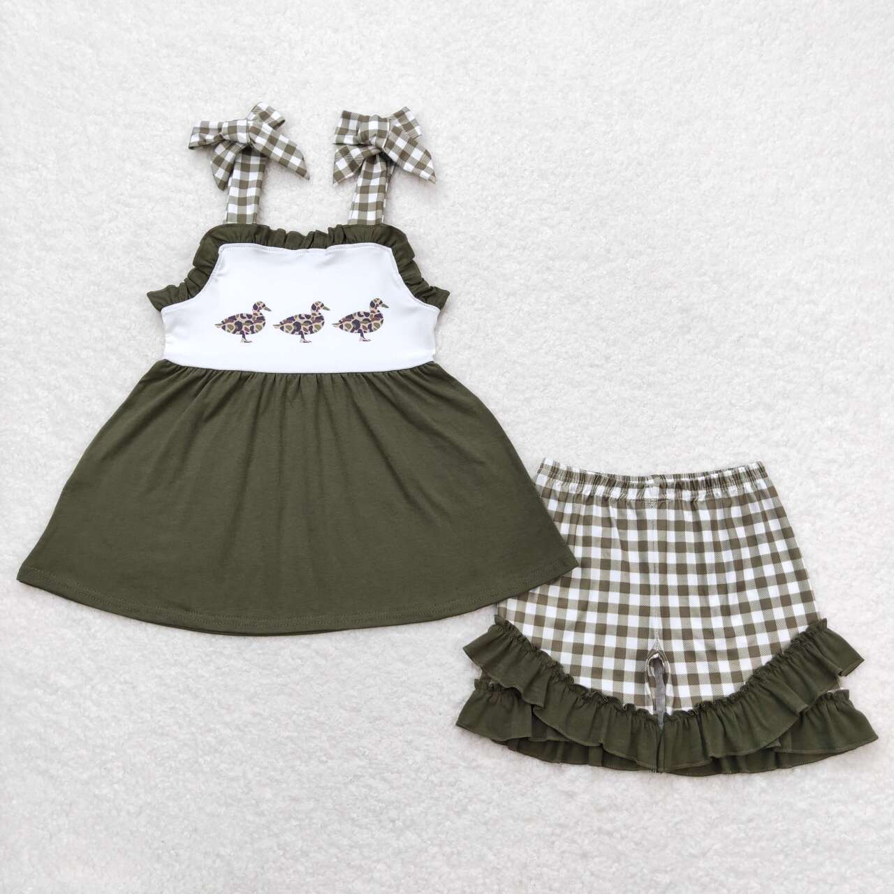 Green duck print Girls set