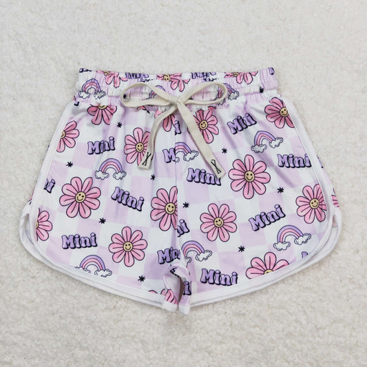 pink flower Girls Shorts