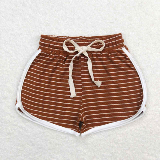 brown stripes print Girls Shorts