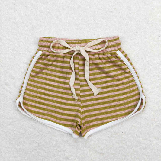 Green stripes print Girls Shorts