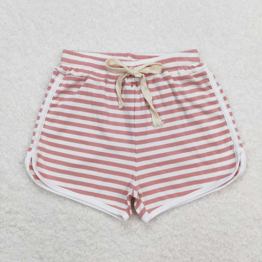 Pink stripe print Girls Shorts