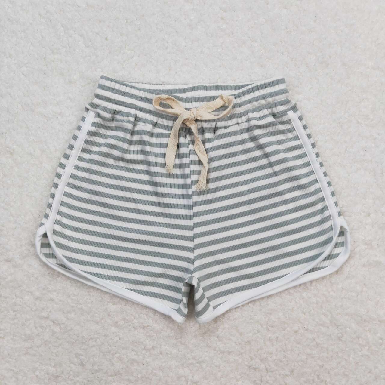 Blue Grey stripe print Girls Shorts