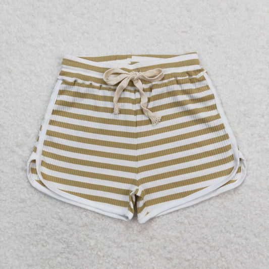 brown gold stripe print Girls Shorts