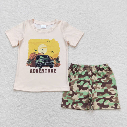 adventure camo print short sleeve boy set