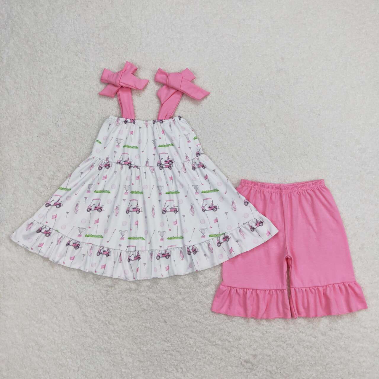 Pink golf Print short Girls Set