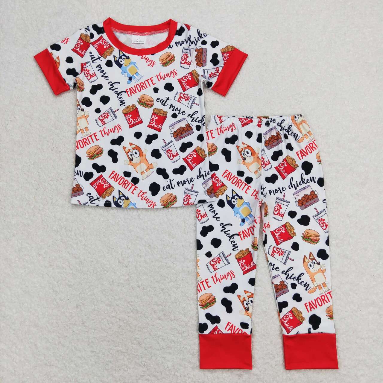 Cartoon dog Short Sleeve Long Pants Pajamas